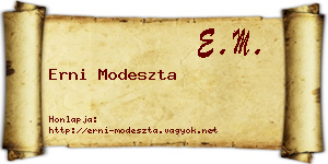 Erni Modeszta névjegykártya